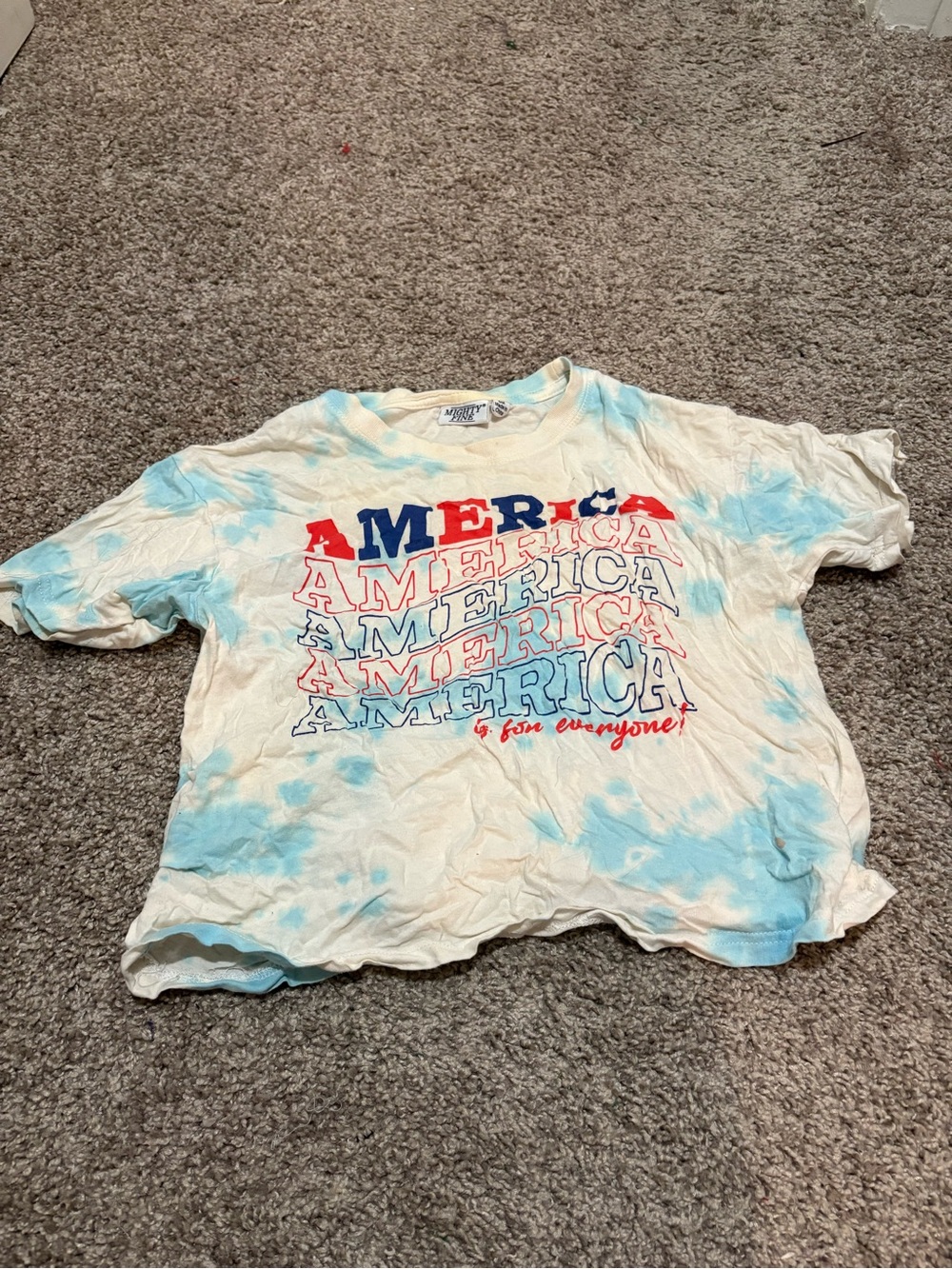 Mighty Fine Tie-Dye 'America' Graphic Tee - White & Light Blue